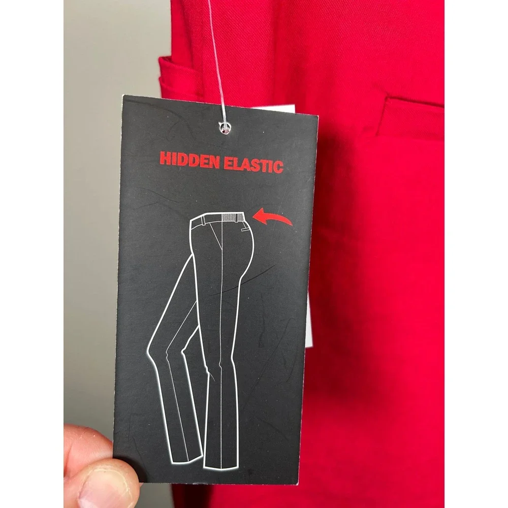 NEW Briggs Shorts Women 14P Red Amore Comfort Waistband Hidden Elastic Bermuda